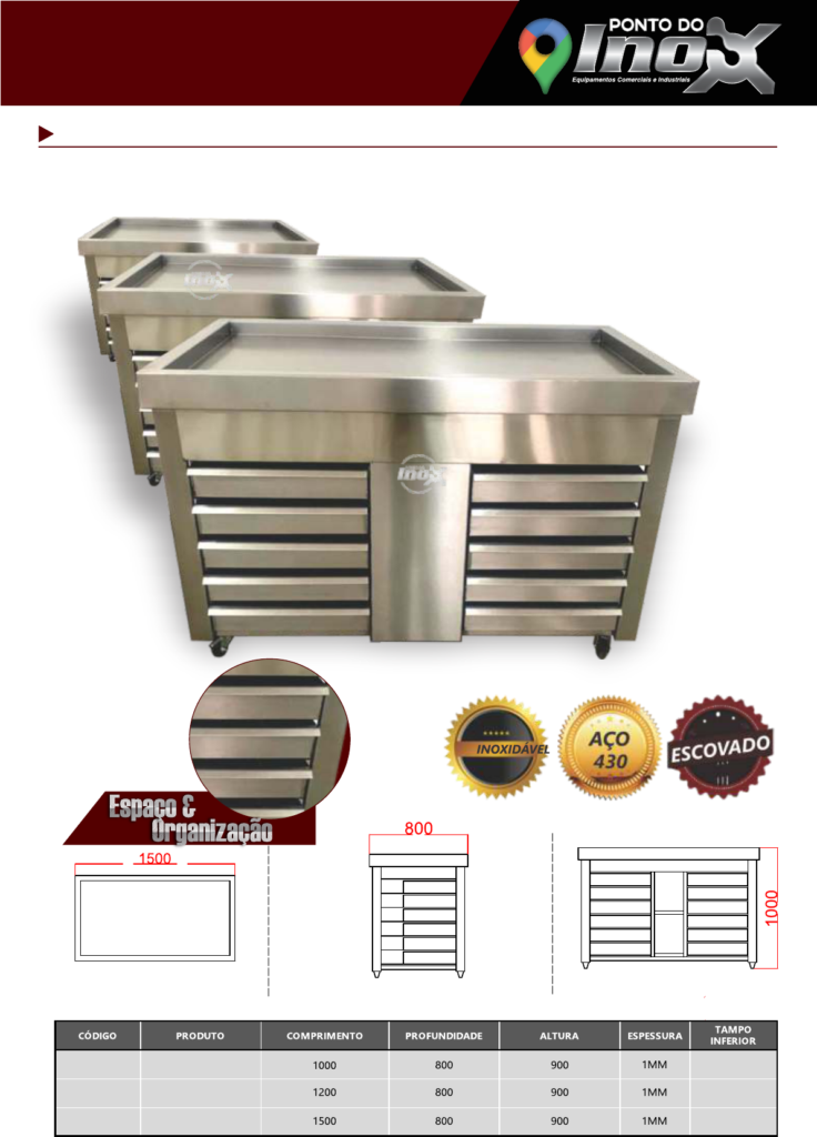Street Inox - mesa-abre-pizza